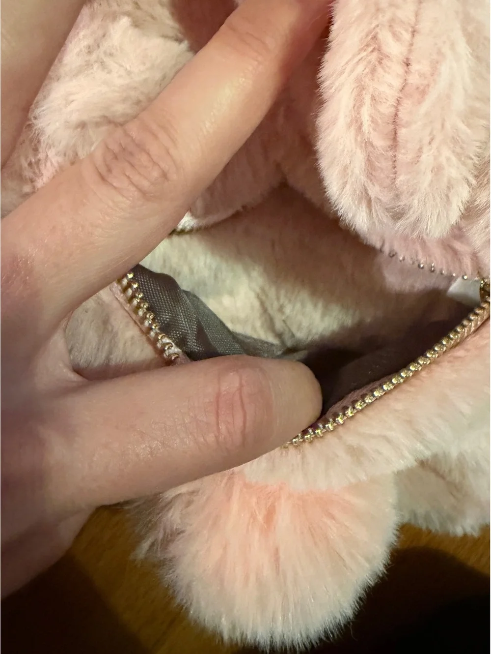 Cute Pink Faux Fur Bunny Backpack with Adjustable Straps